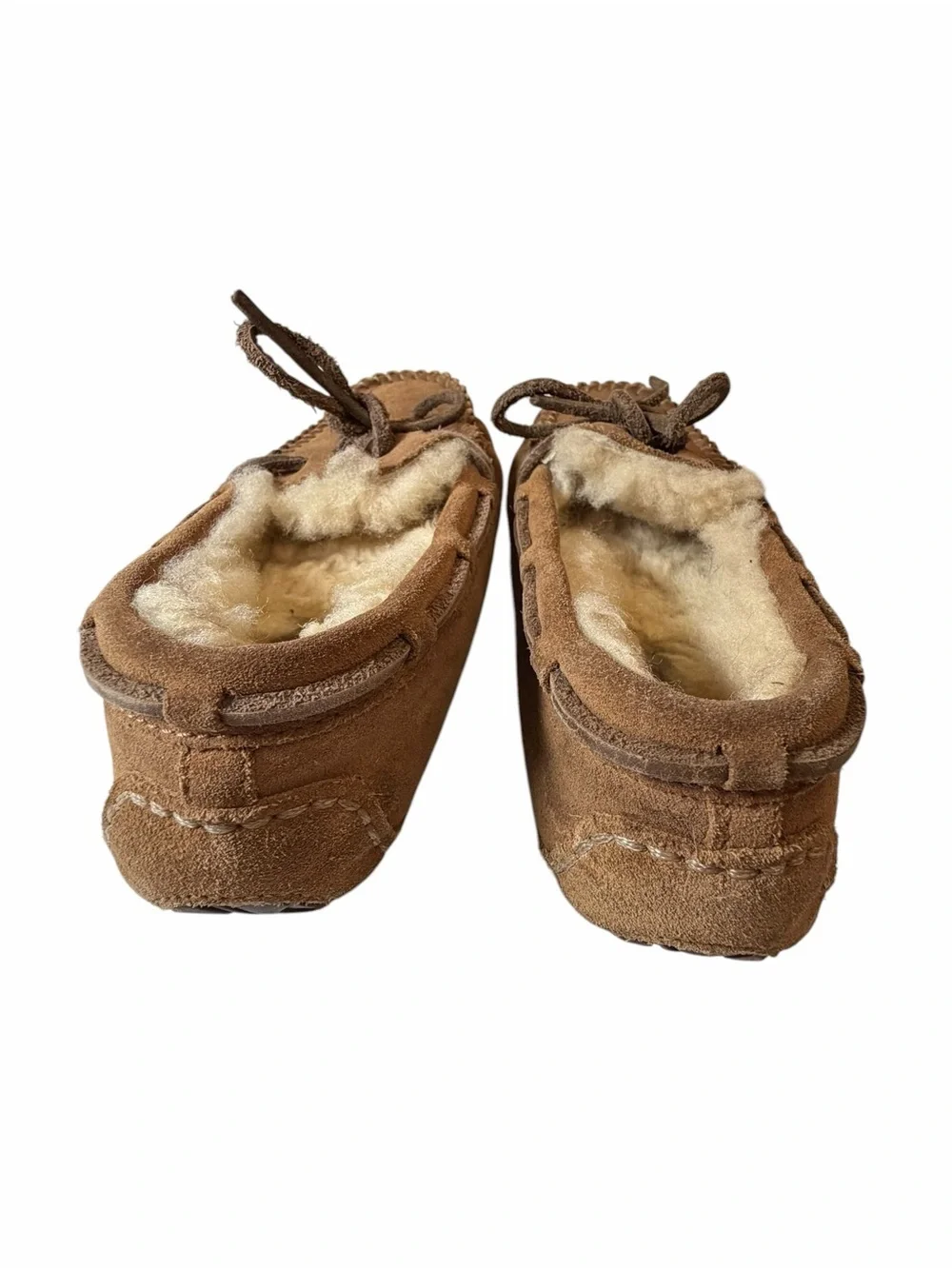 UGG Chestnut Suede Shearling-Lined Kids Moccasins